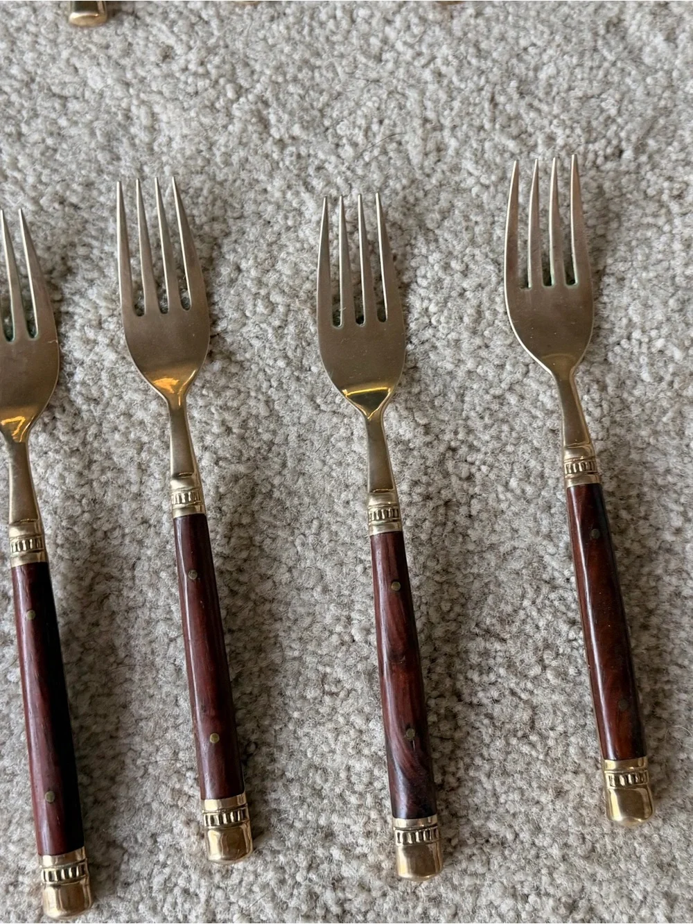 Set of Vintage Mid-Century Modern Thai Brass & Rosewood  Flatware